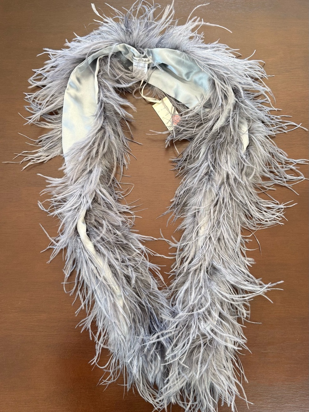 Plush Ostrich Feather Boa Scarf in Light Gray